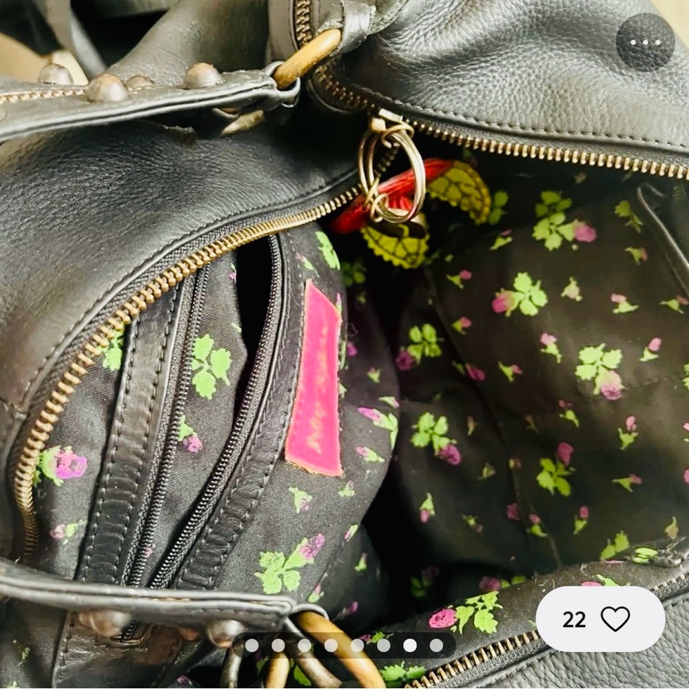 Betsey Johnson Black Hobo Bag All Leather Vintage - Picture 11 of 15